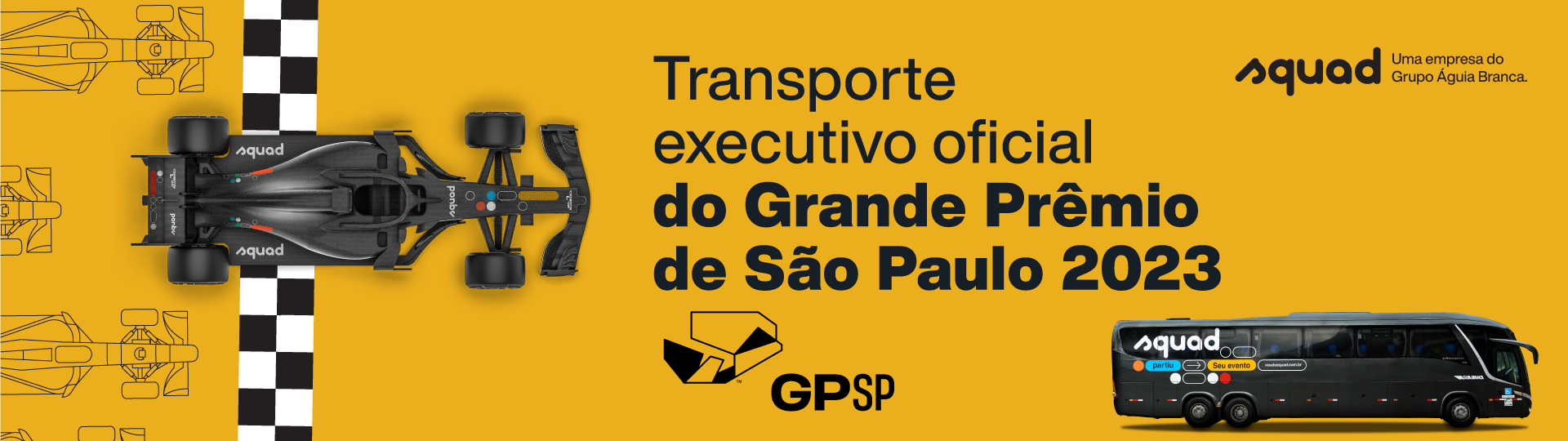 Transporte executivo oficial do Grande Prêmio de São Paulo 2023 - GPSP - SQUAD uma empresa do Grupo Águia Branca