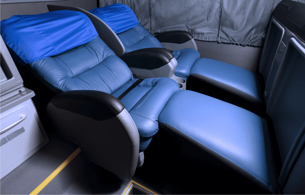 Imagem ilustrativa das poltronas de um dos ônibus da Águia Branca