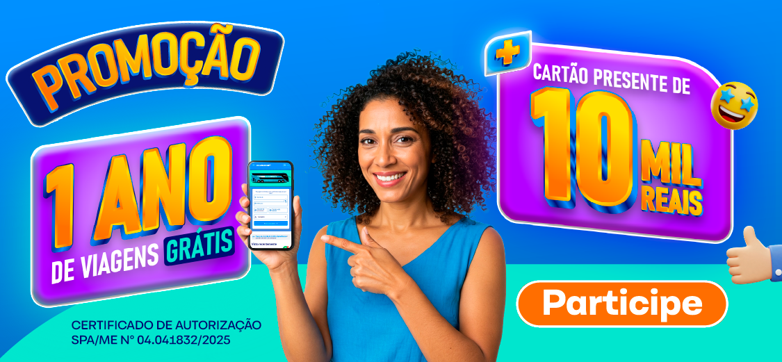 Promoção 1 ano de viagens grátis, clique e participe