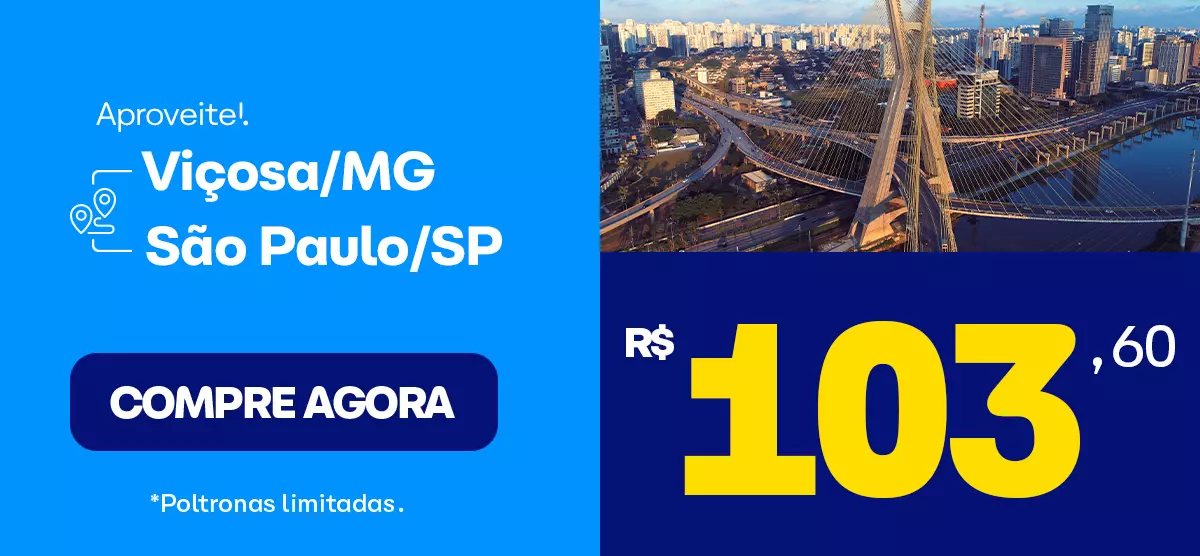 Passagem de onibus de Viçosa-MG para São Paulo a partir de 103,60 
