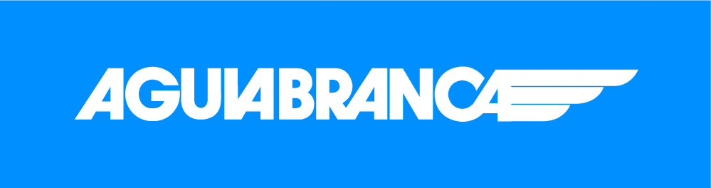 Logo Águia Branca na cor branca com box azul