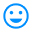 Icone de um rosto sorrindo na cor azul, smile