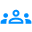 Icone de 3 pessoas juntas na cor azul